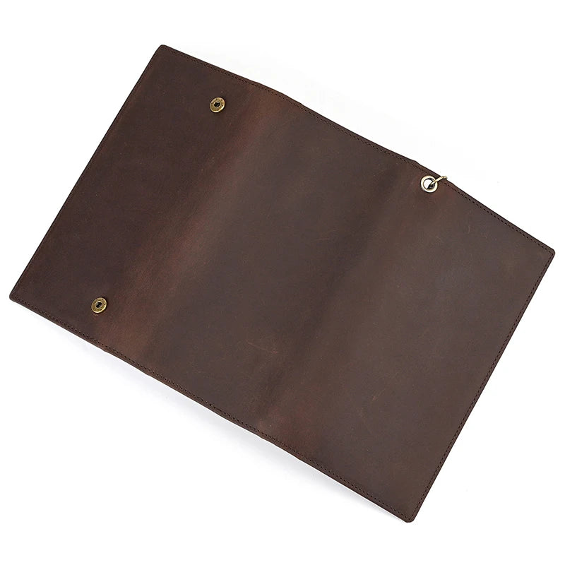 Vintage Leather Bifold Wallet with Metal Chain