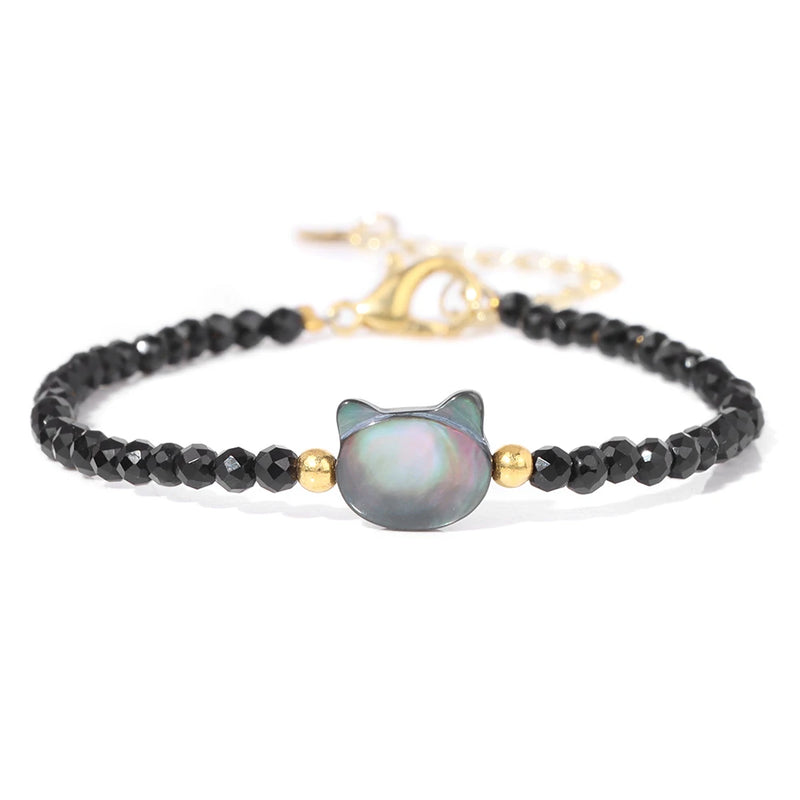 Natural Stone Bead Bracelet with Adjustable Lace-Up Closure