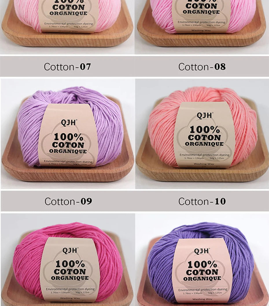100% Organic Cotton Yarn for Knitting and Crocheting (2-Pack)