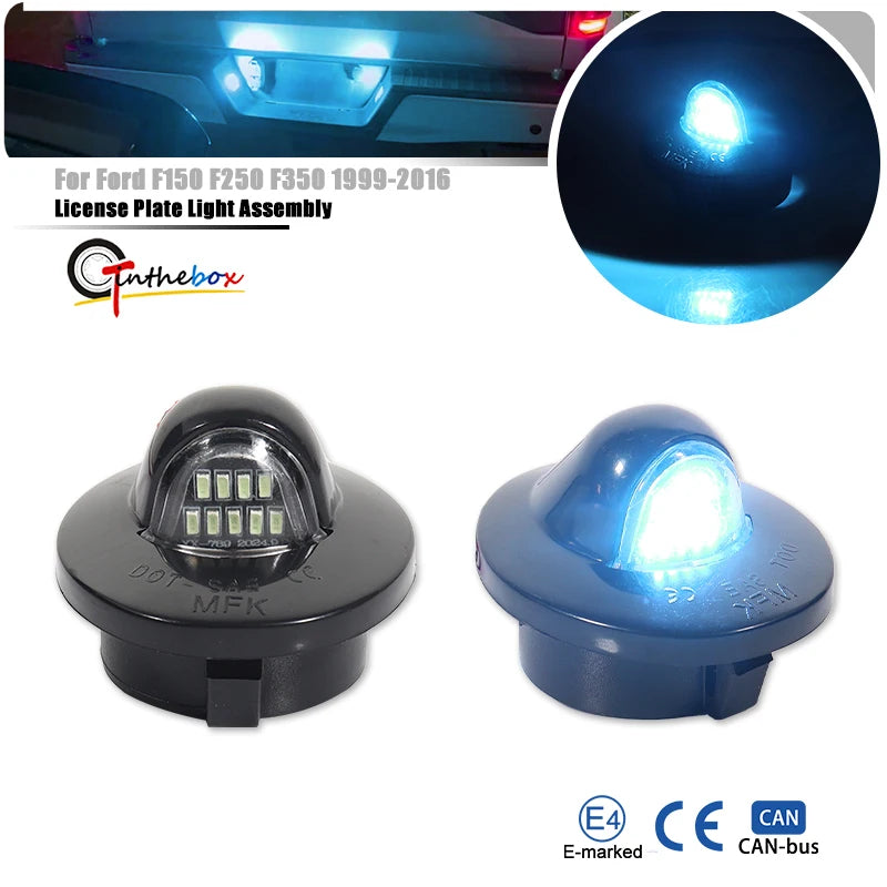 Hochintensive LED-Kennzeichenbeleuchtung für Ford F150, F250 und F350 Modelle.