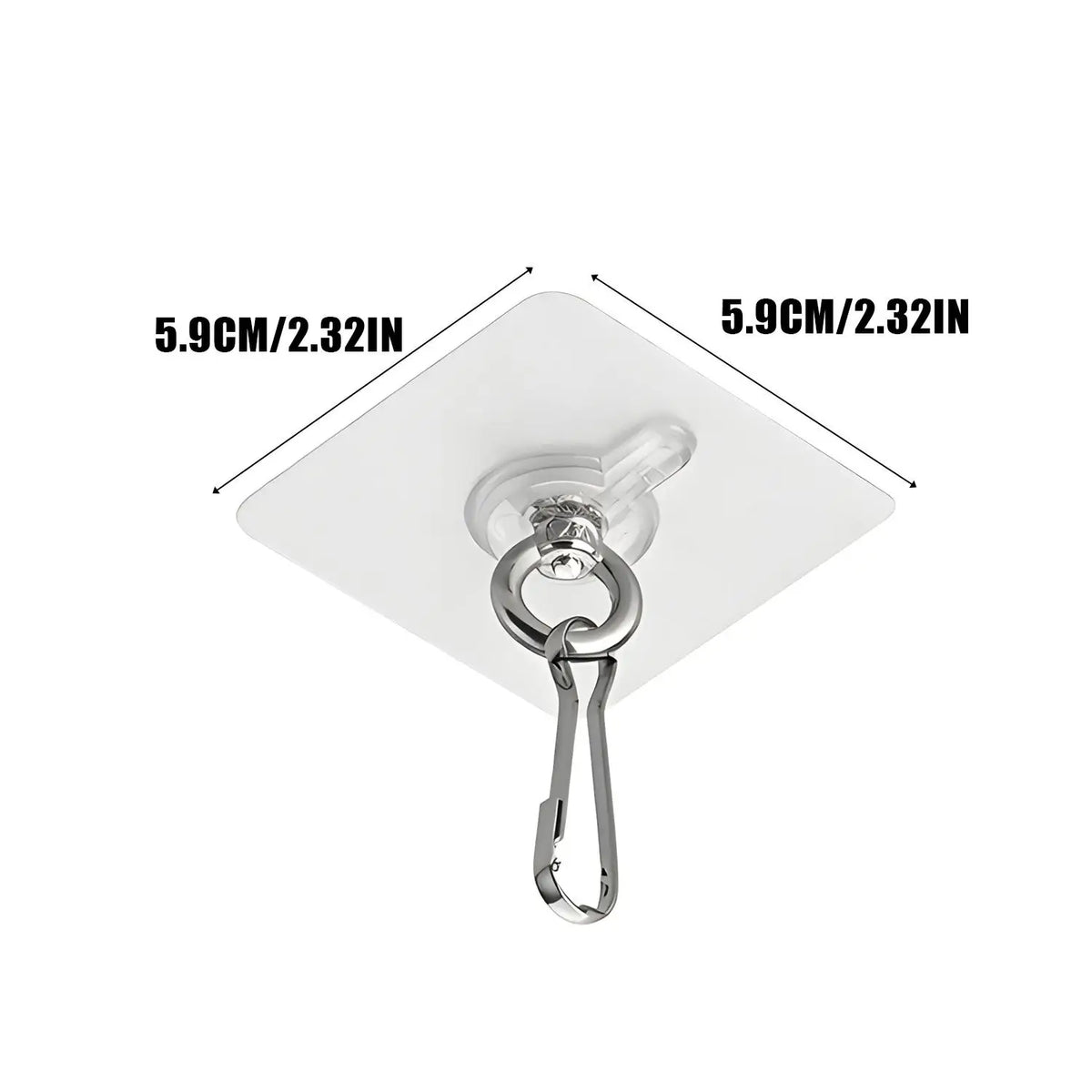 A white self-adhesive stainless steel wall hook with a loop and hanger, shown against a white background.