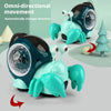 A set of multi-directional crawling crab toys in teal and dark blue, demonstrating automatic direction changes.