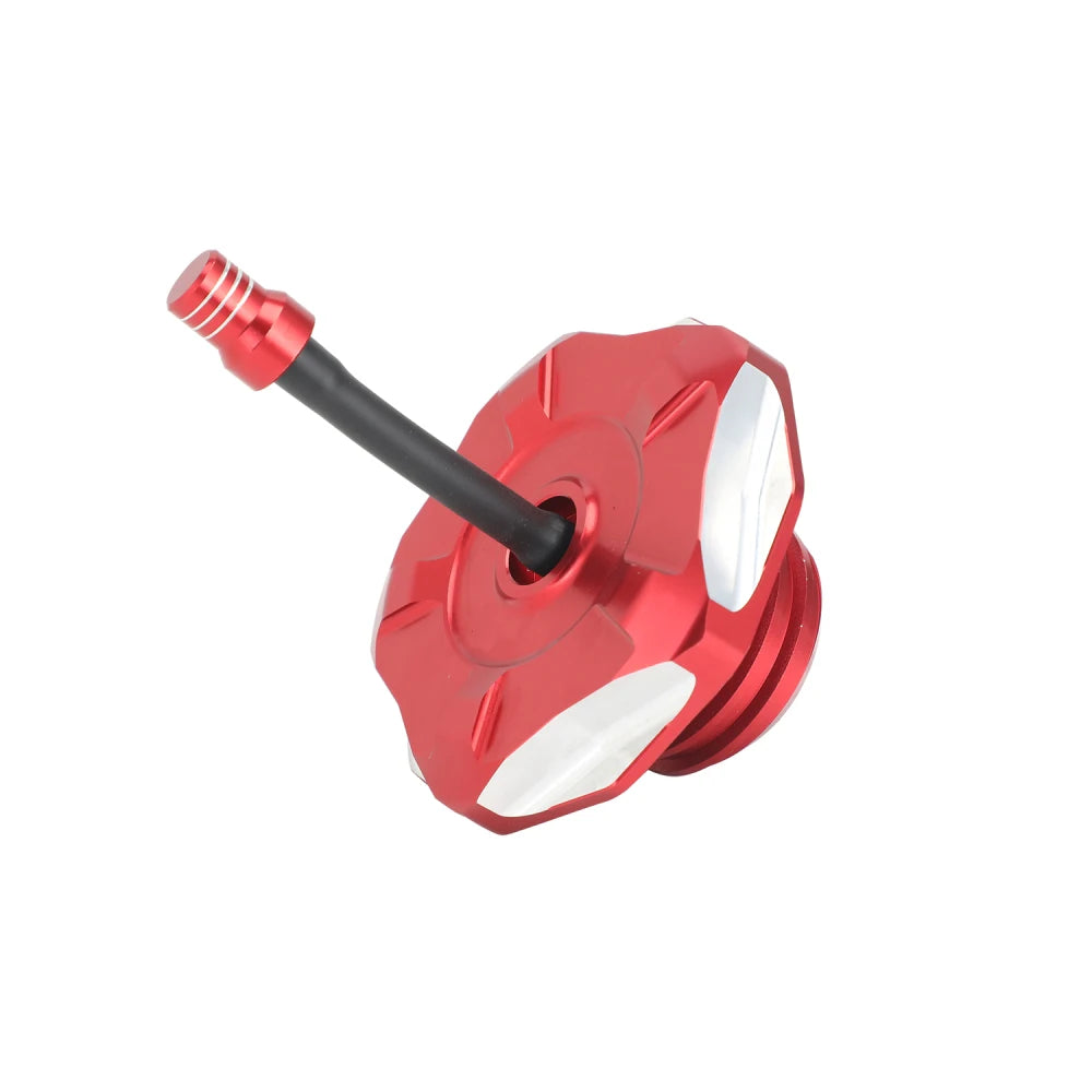 Red CNC aluminum gas cap for Honda CRF110 and CRF125 motorcycles.