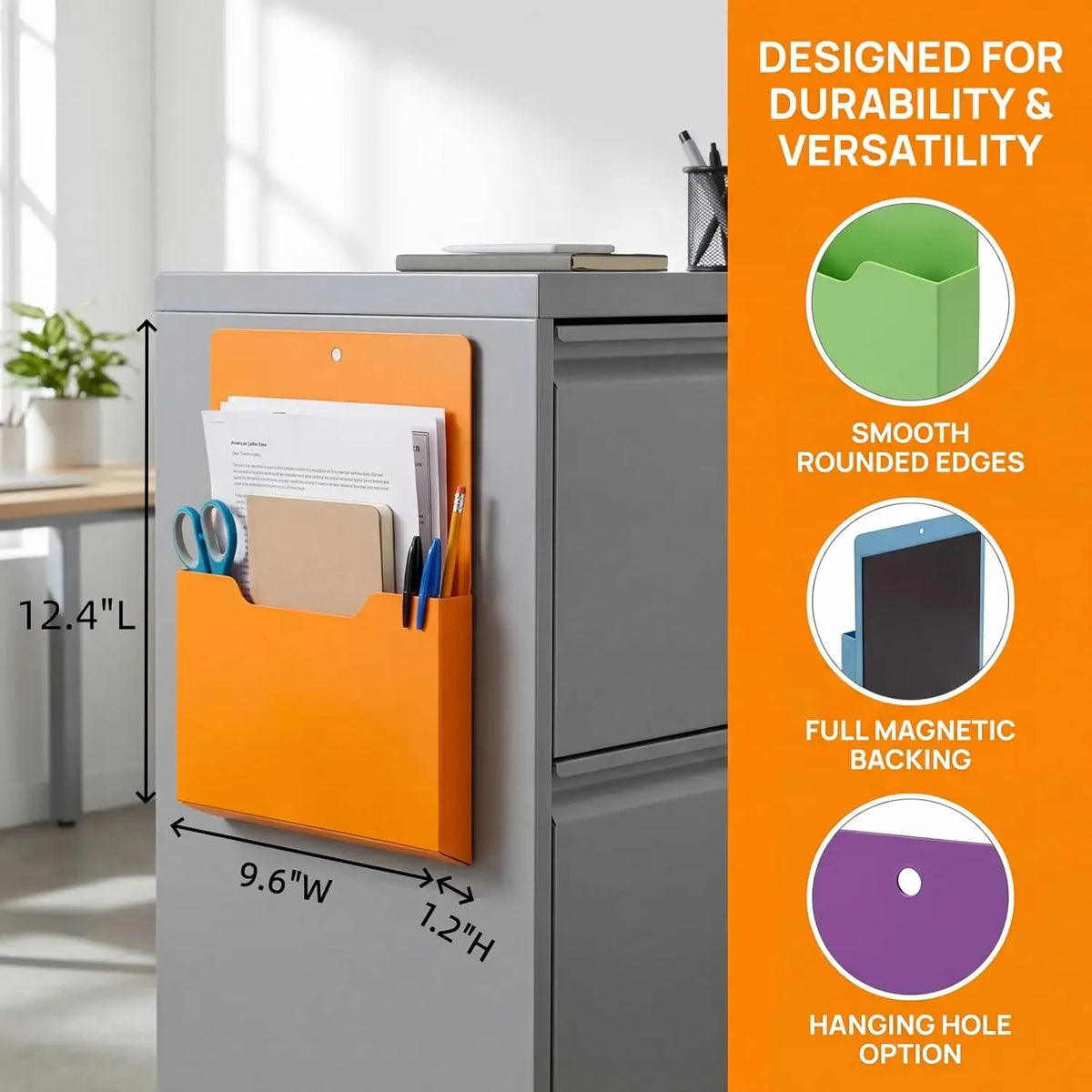Magnetic Wall-Mounted Document Organizer for Papers and Folders