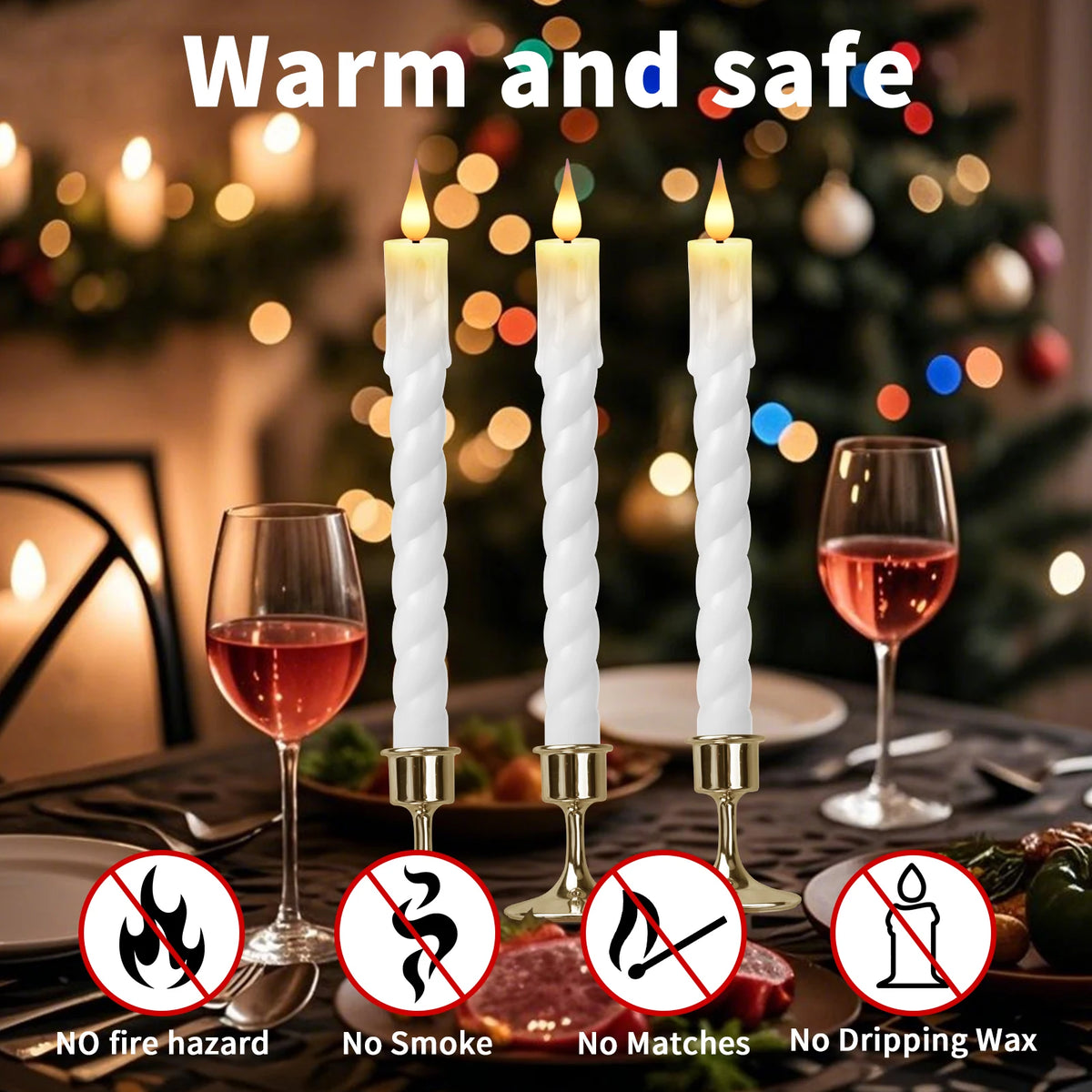 LED Flameless Taper Candles with Remote Control