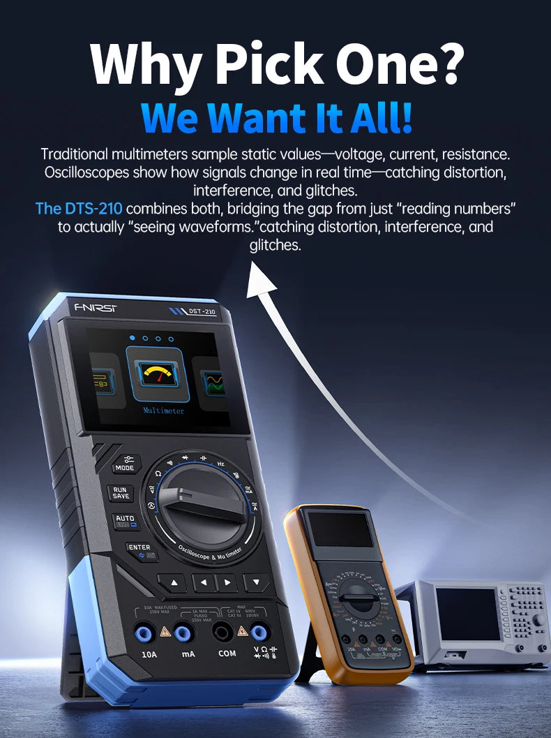 3-in-1 Digital Multimeter, Oscilloscope, and Signal Generator