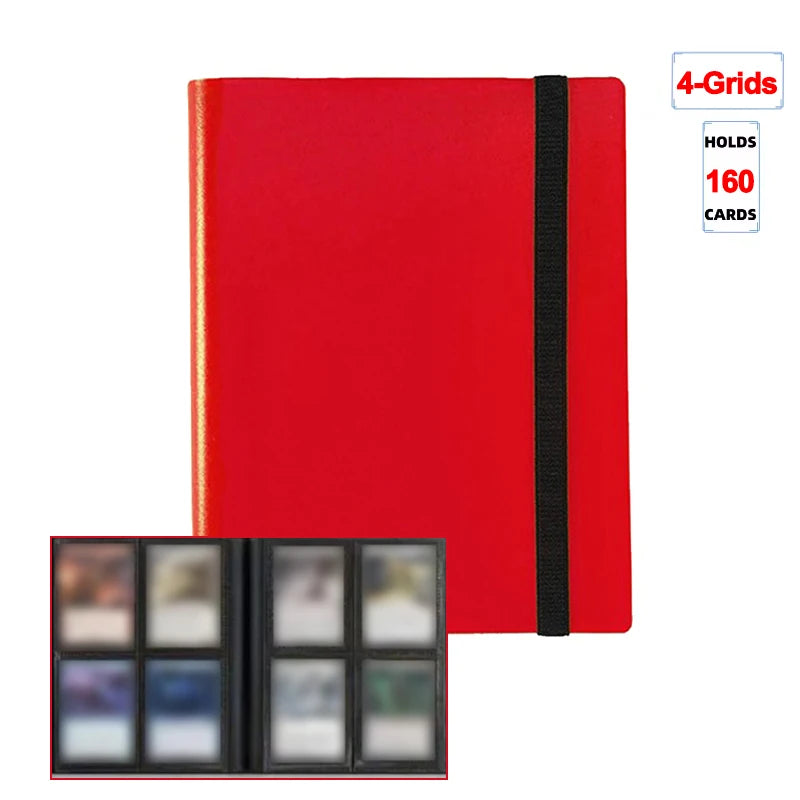 A red 4-grid binder album holds 160 cards.