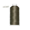 A spool of dark olive green heavy-duty nylon bonded thread labeled col.687.