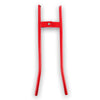 Red heavy-duty truck brake spring installer and remover tool with a vertical mounting bar.