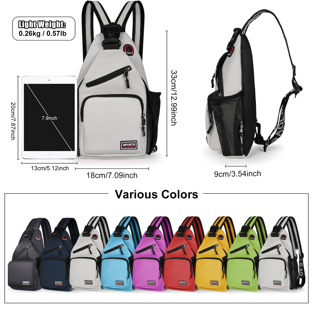 Convertible Women's Chest Bag with Earphone Hole