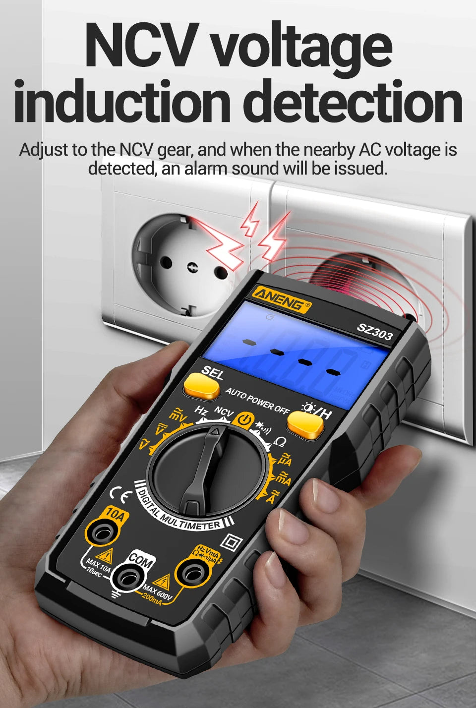 Digital Multimeter with NCV, Auto-Ranging and LCD Backlit Display