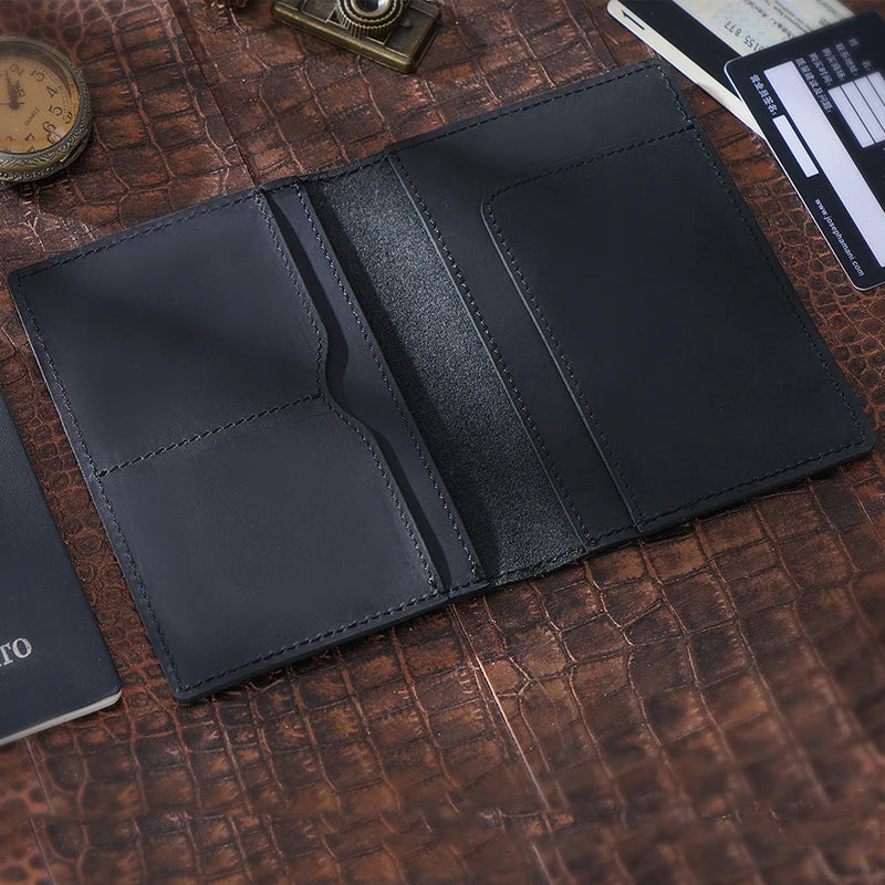 Cartera de Pasaporte de Cuero Genuino