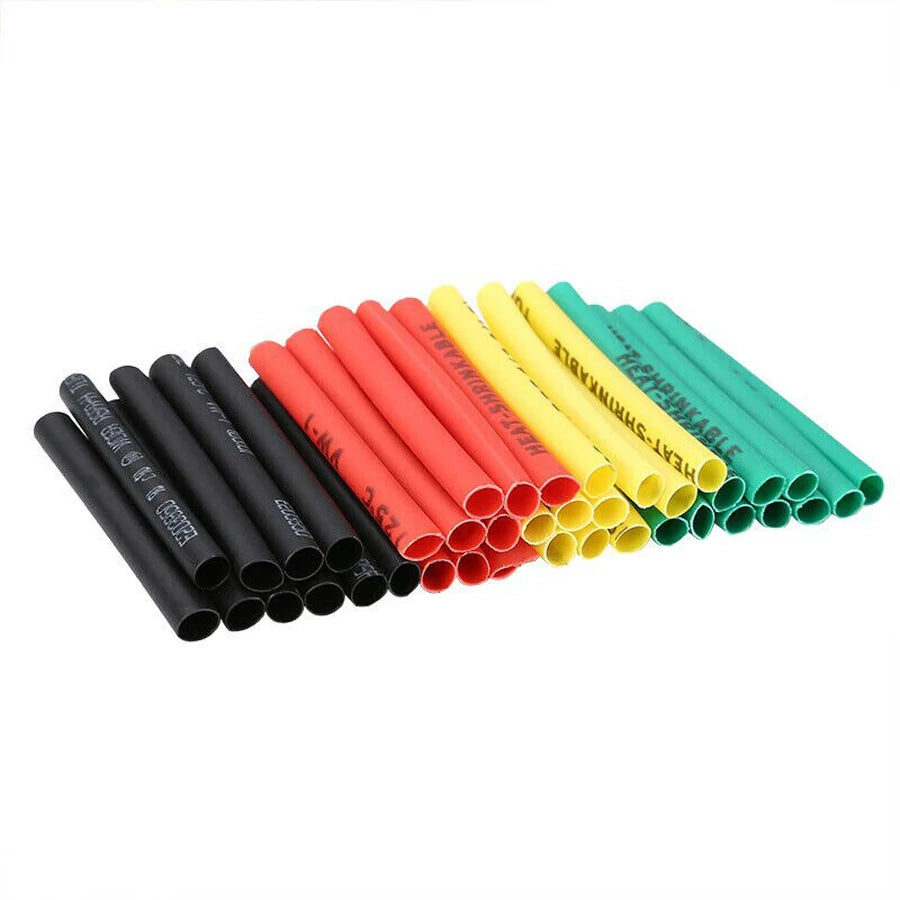 Assortment kit of heat shrink tubing in various colors including red, yellow, and green.