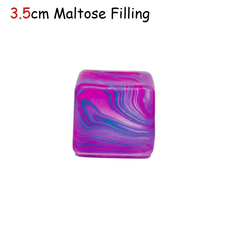 Squishy Stress Relief Cube with Soothing Swirl Design