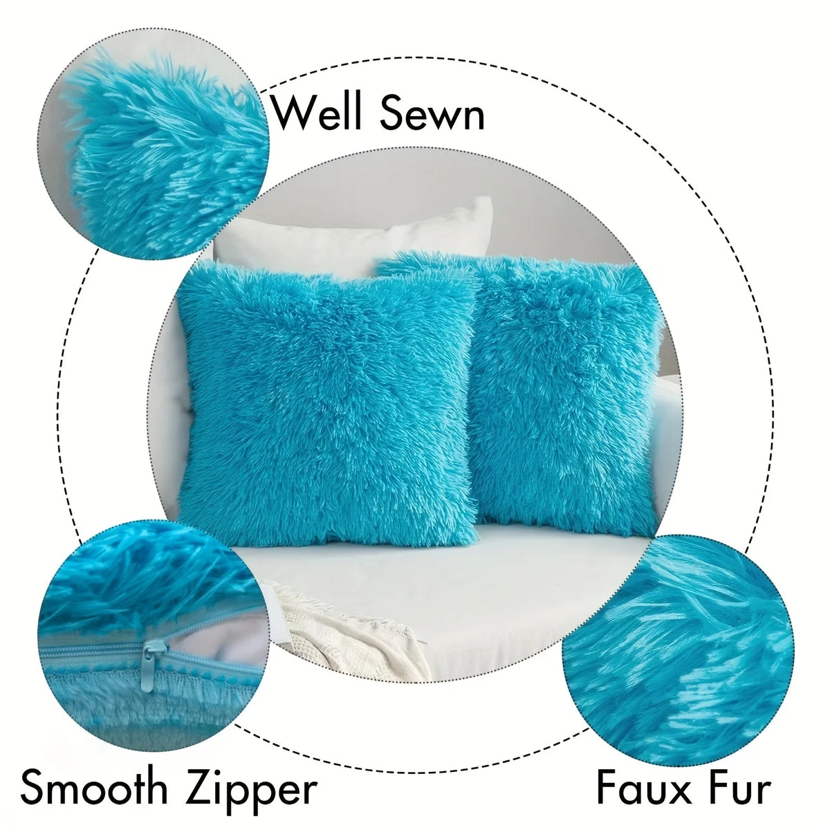 Luxury Faux Fur Throw Pillow Covers (Set of 2)