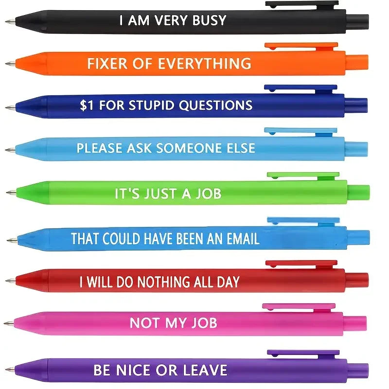 Satirical Quote Ballpoint Pen Set (9-Pack)