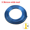 A coil of 5 meters of blue flexible car interior trim strips with a tool.