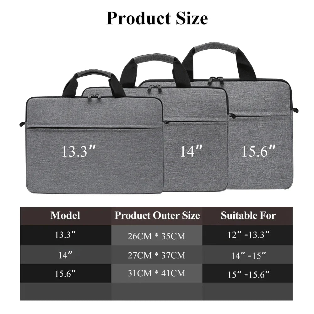 Graue Premium Laptop-Messenger-Taschen in den Größen 13, 14 und 15,6 Zoll.