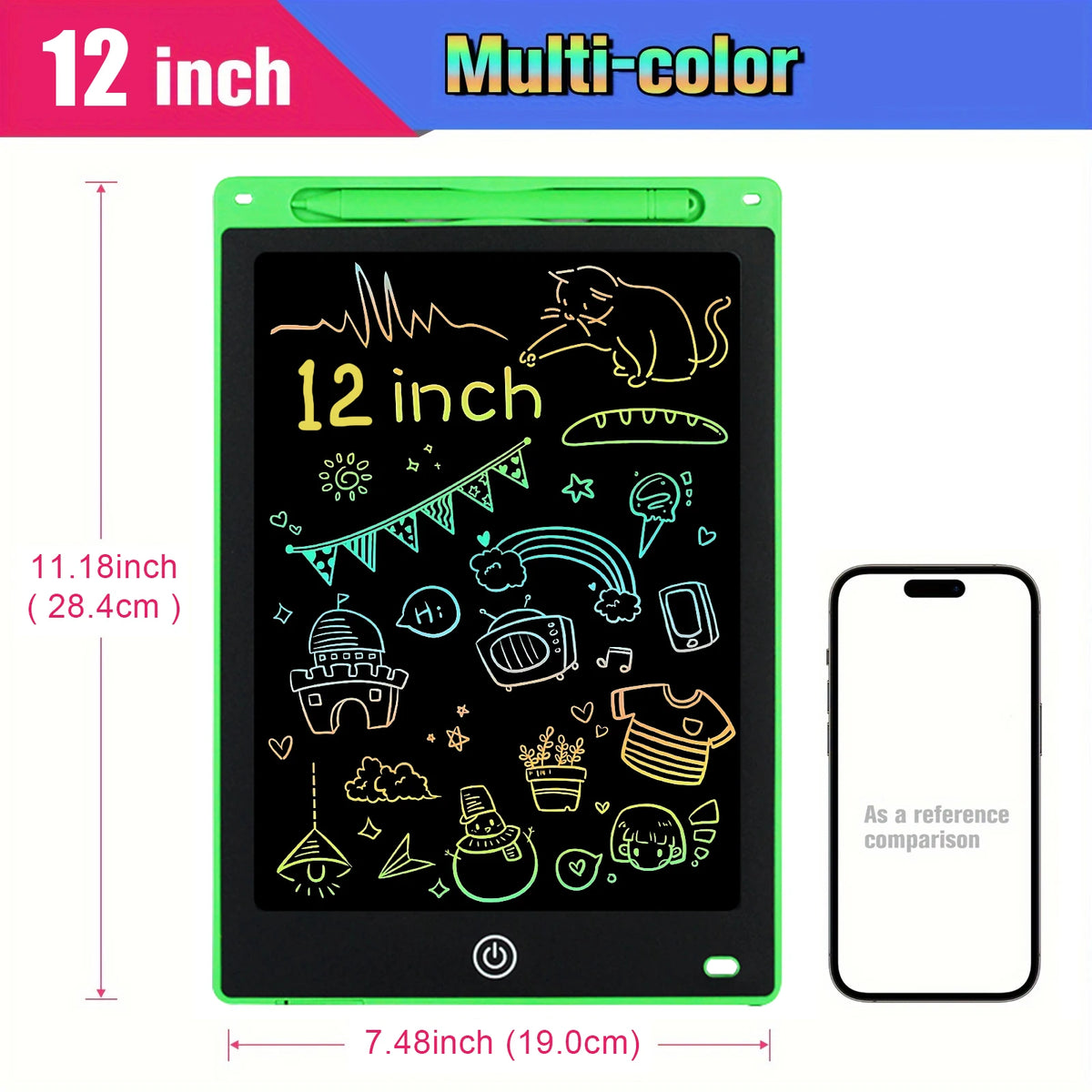 12-Inch LCD Writing Tablet for Kids – Reusable Electronic Drawing Board