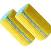 Yellow durable shoe washing bag with a blue self-locking zipper.