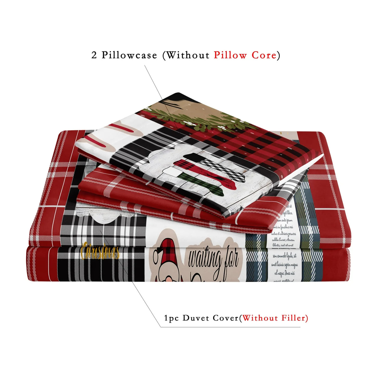 Holiday Plaid Reindeer Duvet Cover Set - Ultra-Soft Cozy Bedding