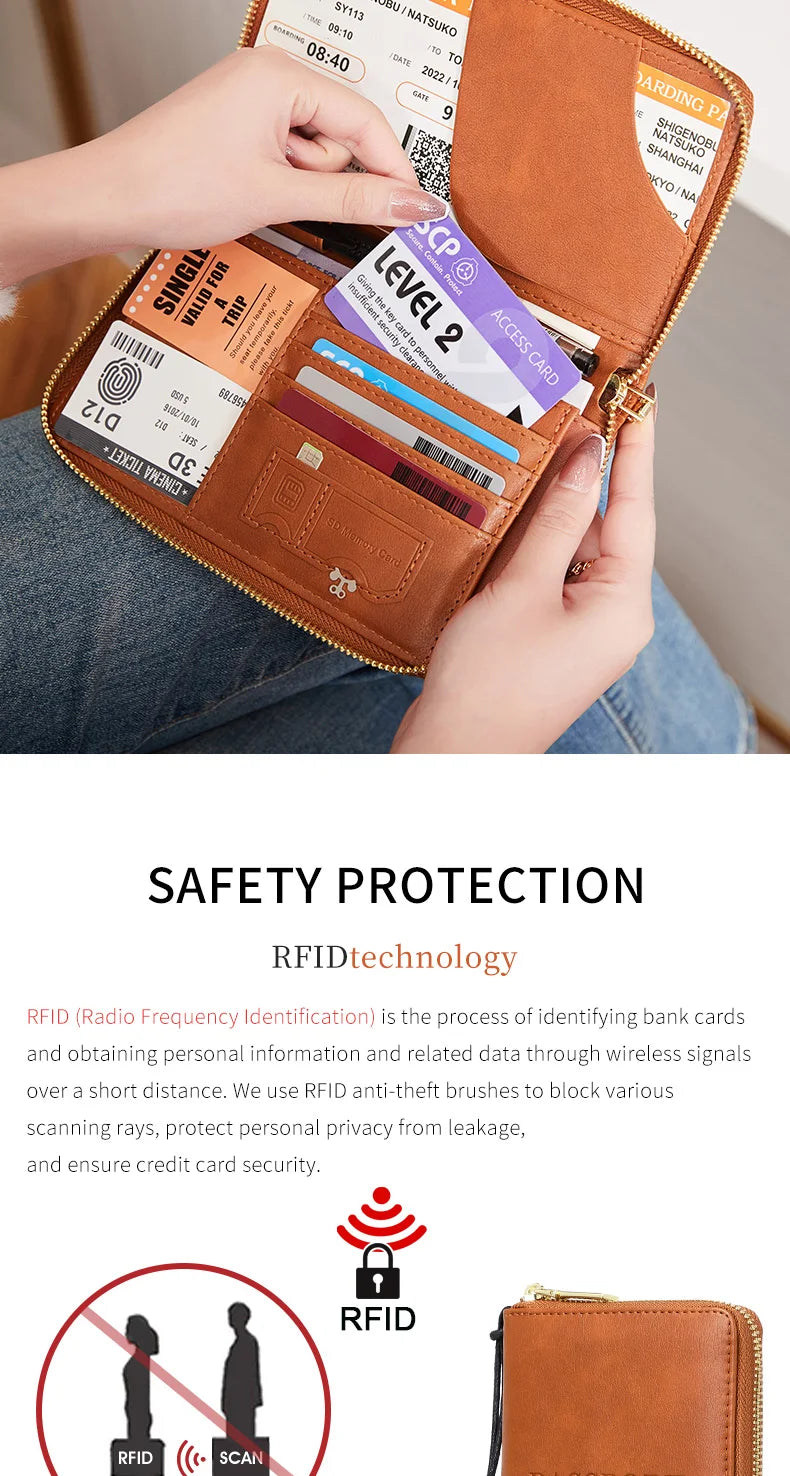 RFID-Blocking Travel Passport Holder with Card Slots