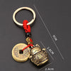 Vintage Lucky Cat Keychain with Five Emperors Coins