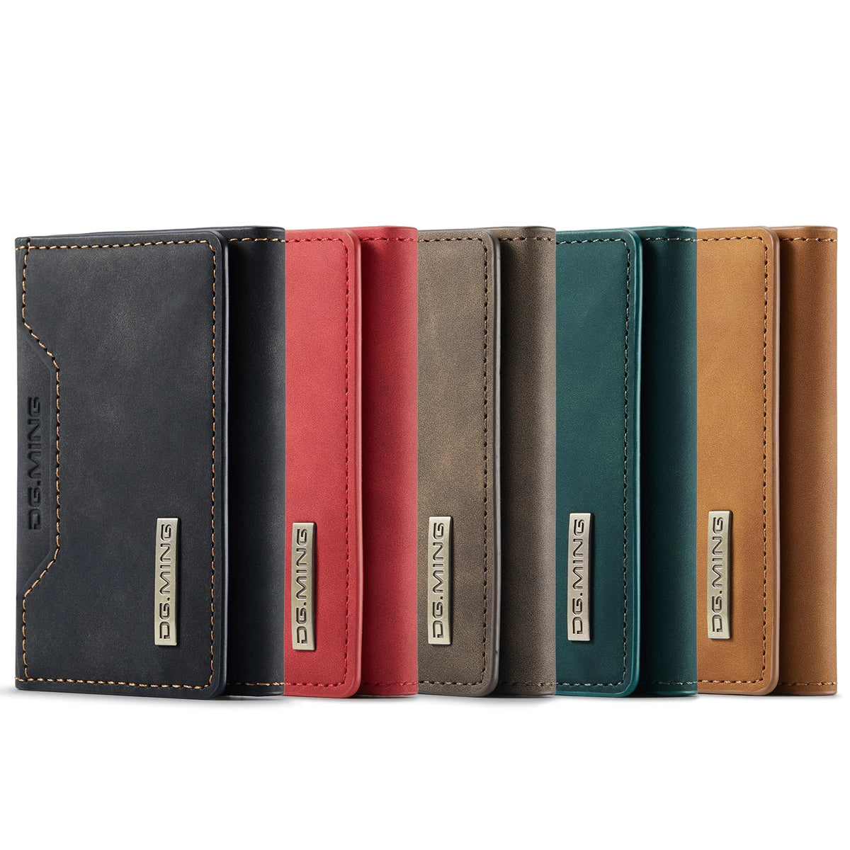 Vintage Leather Trifold Wallet with Magnetic Closure