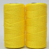 Two spools of bright yellow 3-ply polyester knitting yarn for crochet and hand crafts