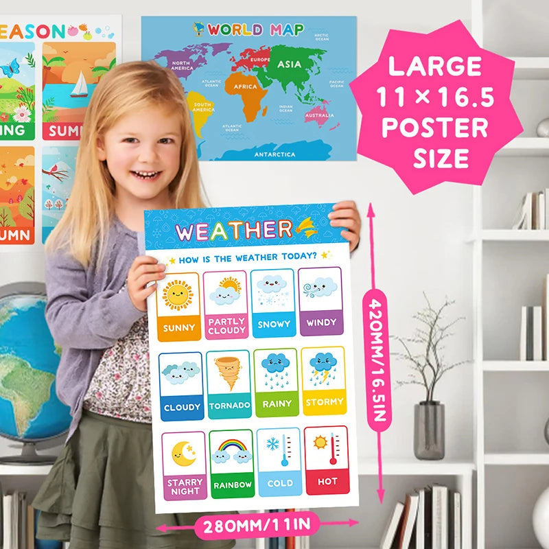 18-Piece Educational Poster Set for Toddlers & Preschoolers