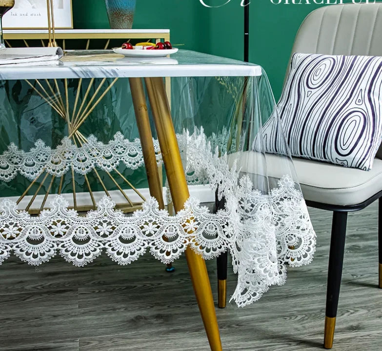 Elegant Lace Embroidered Waterproof Tablecloth
