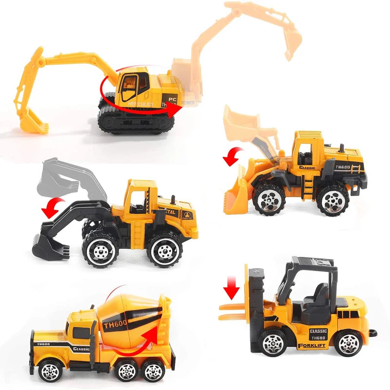 Set de 10 Vehículos de Construcción con Camión Almacenador