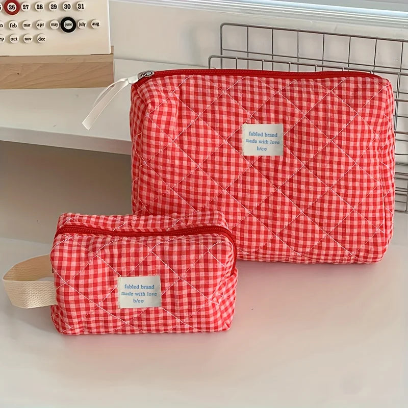 Classic Plaid Makeup Bag – Large Capacity Cosmetic Organizer