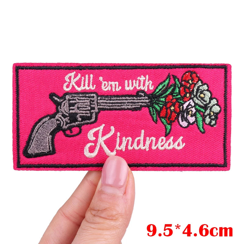 Encouraging Embroidered Iron-On Patches for Jackets, Jeans & Bags