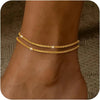 Layered Herringbone Anklet Set