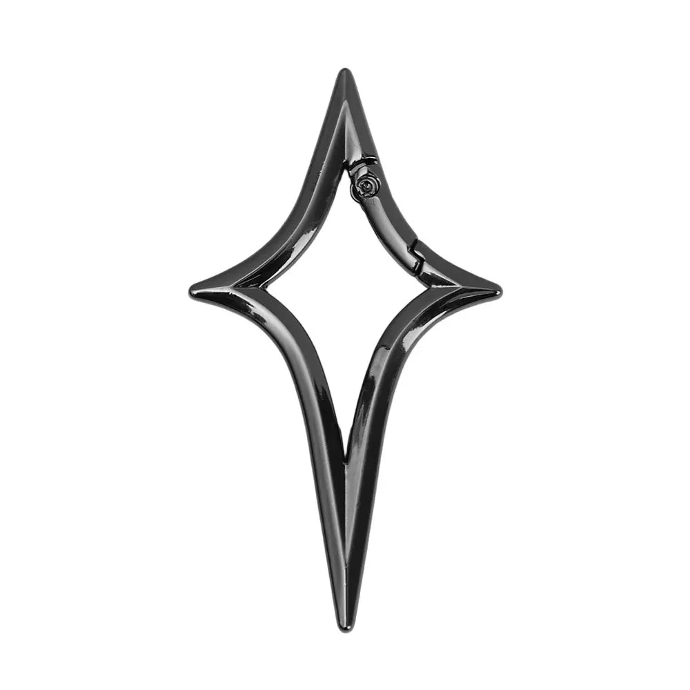Gothic Star Cross Keychain with Carabiner Clip