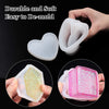 A hand holds a silicone jewelry box resin mold set with a lid, showing the clear and pink glitter molds.