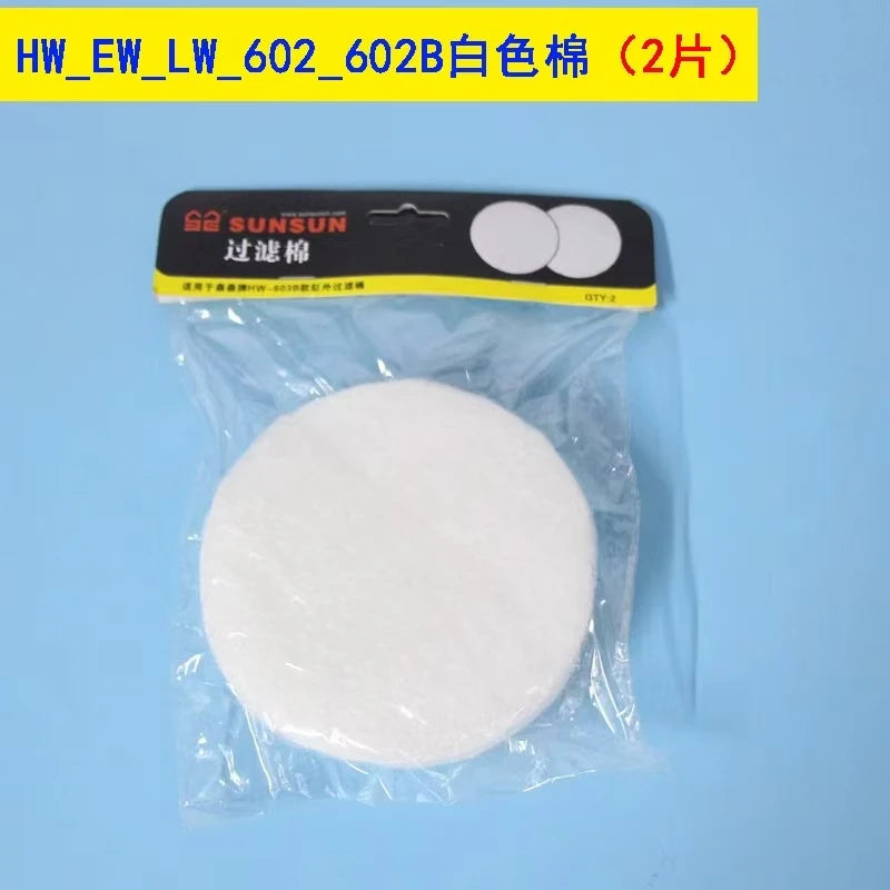 A white replacement filter sponge and pre-biochemical cotton for aquarium filters packaged in a clear plastic bag.