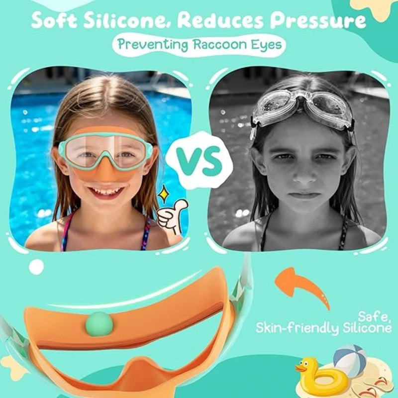 Kids' Anti-Fog Swim Goggles with Nose Cover