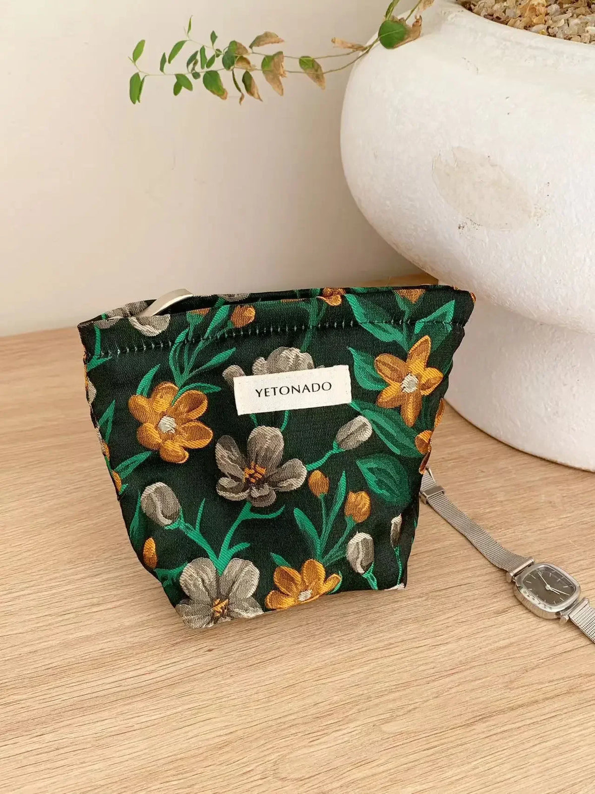 Vintage Floral Cosmetic Bag - Portable Makeup & Toiletry Organizer
