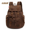 Vintage Canvas Backpack with Leather Accents – Large Capacity Travel & Laptop Bag