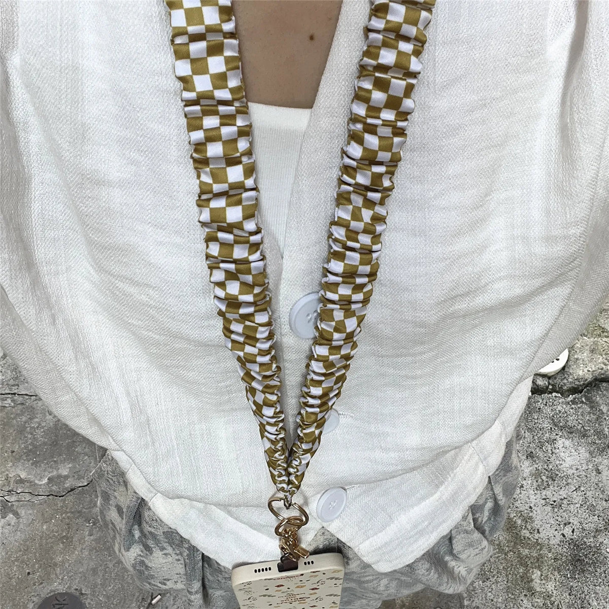 Elegant Gold Keychain Lanyard with Adjustable Neck Strap