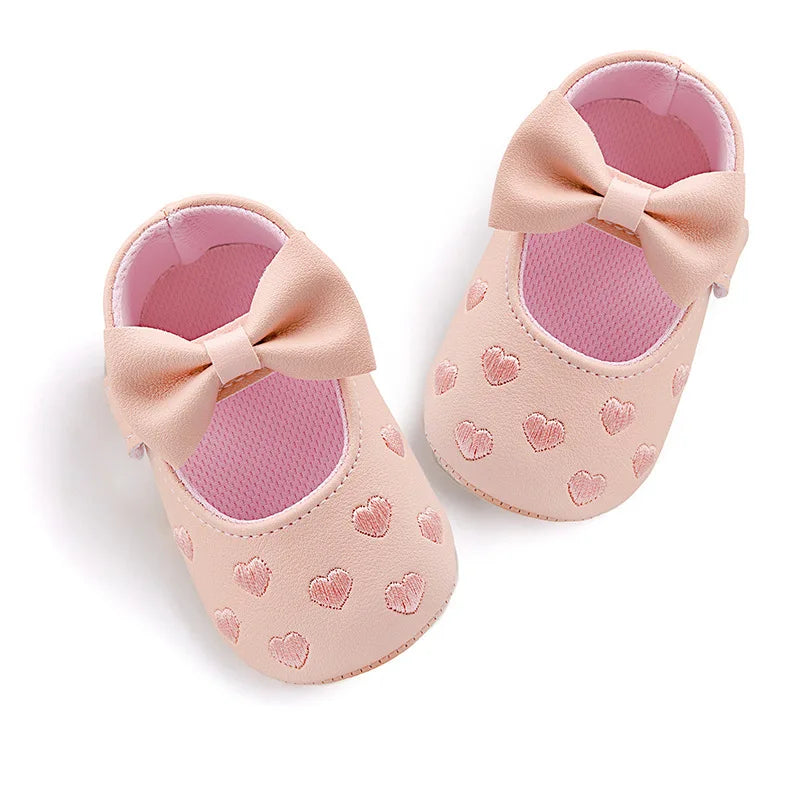 Classic Bow Baby Girl First Walker Shoes with Anti-Slip Sole