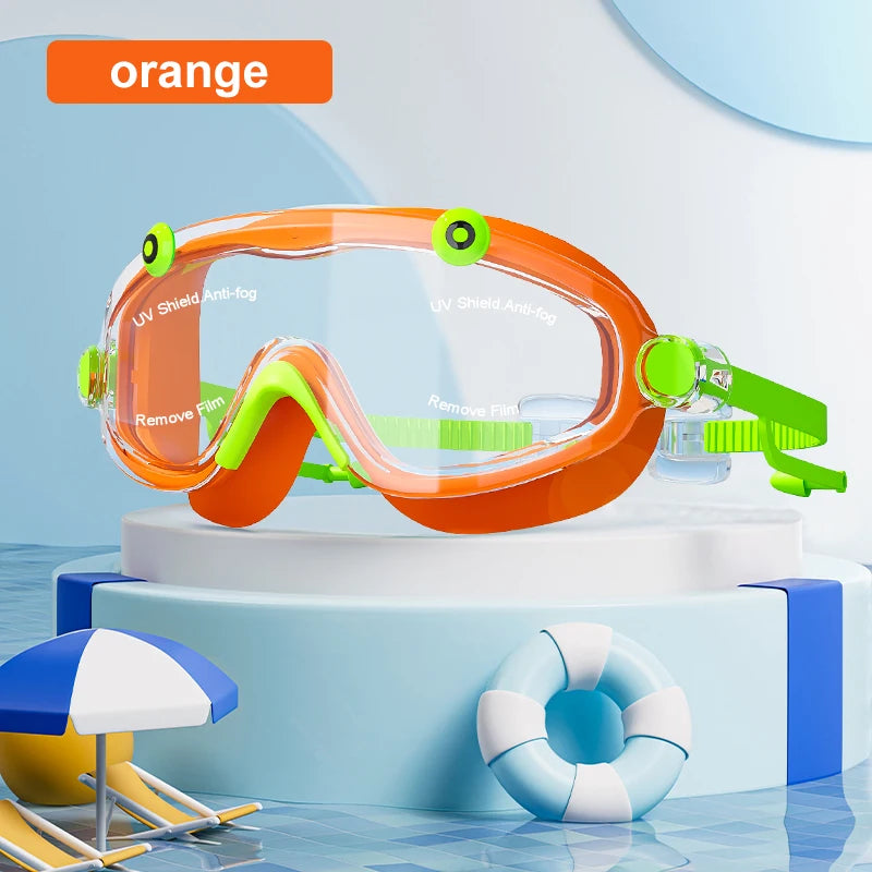 Panorama-Schwimmbrille für Kinder mit Ohrstöpseln