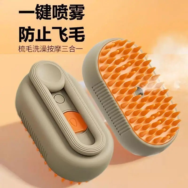 Brosse de toilettage rechargeable avec brumisation pour chiens et chats
