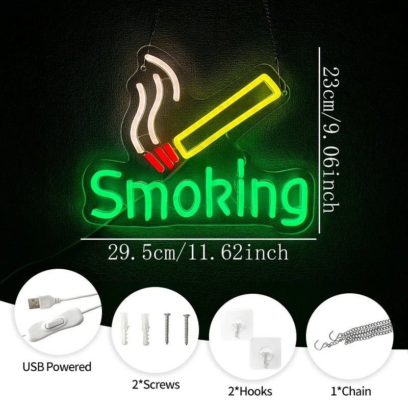 Cigar-Themed LED Neon Wall Sign