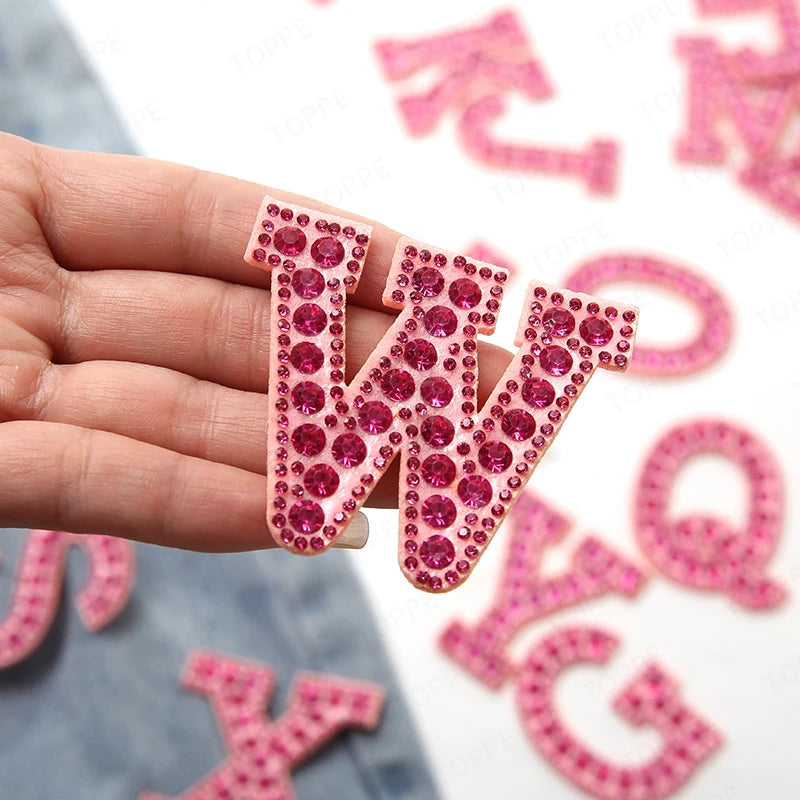 Pearl Rhinestone Letter Patches – Iron-On 3D DIY Embellishments