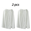 Two white women's quick-dry wearable bathrobe towels displayed side by side.