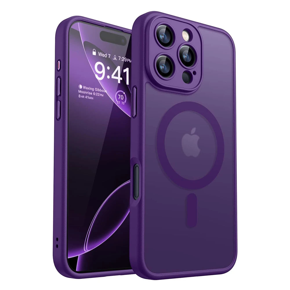 Magnetic Matte Shockproof Case for iPhone with MagSafe Compatibility