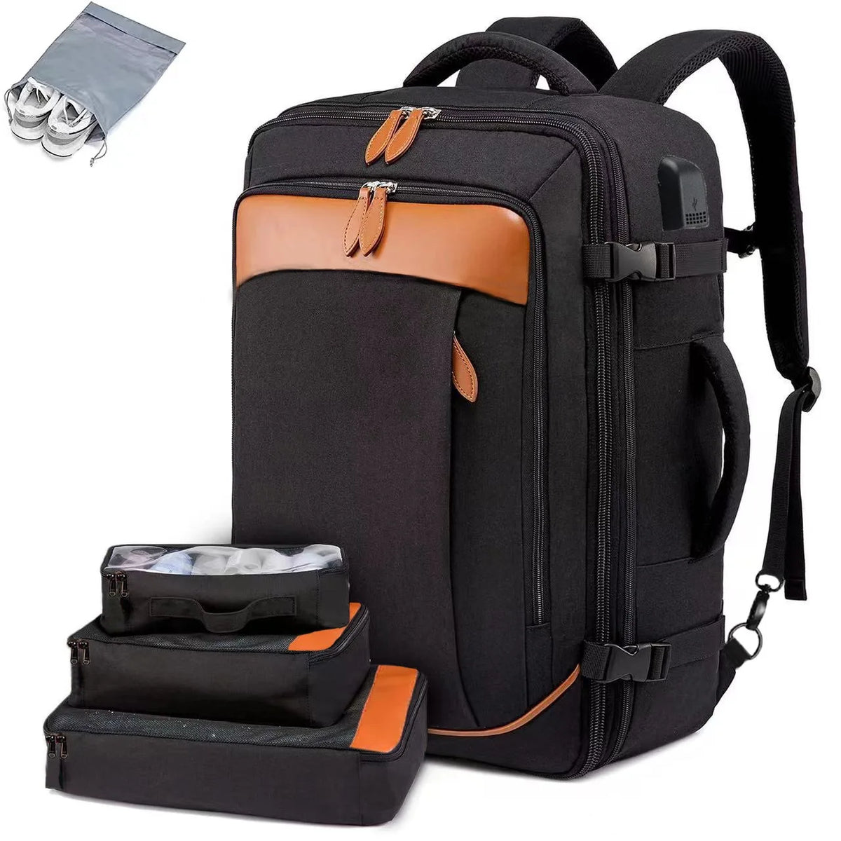 Expandable Travel Backpack with 4 Packing Cubes